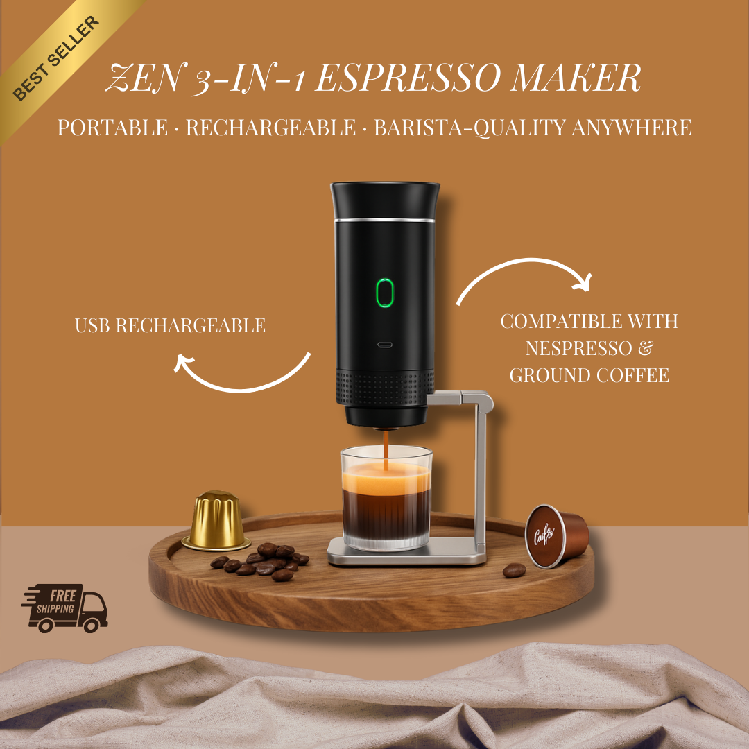 Portable Espresso Maker 3-in-1 – USB Rechargeable Coffee Machine for Capsules & Ground Coffee | Travel-Friendly